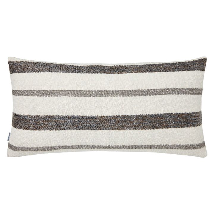 Striped Gray and Ivory Decorative Pillow